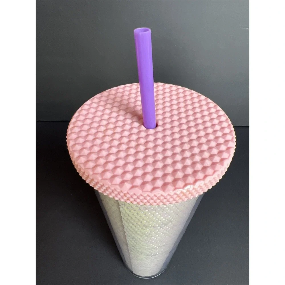 Starbucks 2020 Holiday White Pink Sequins Scales 24oz Venti Cold Cup Tumbler EUC